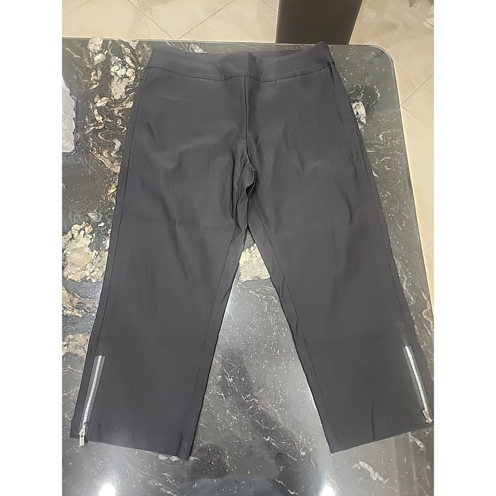 Coconut Row Palm Beach Pants - Black Stretch Pull on Womens - Size 16